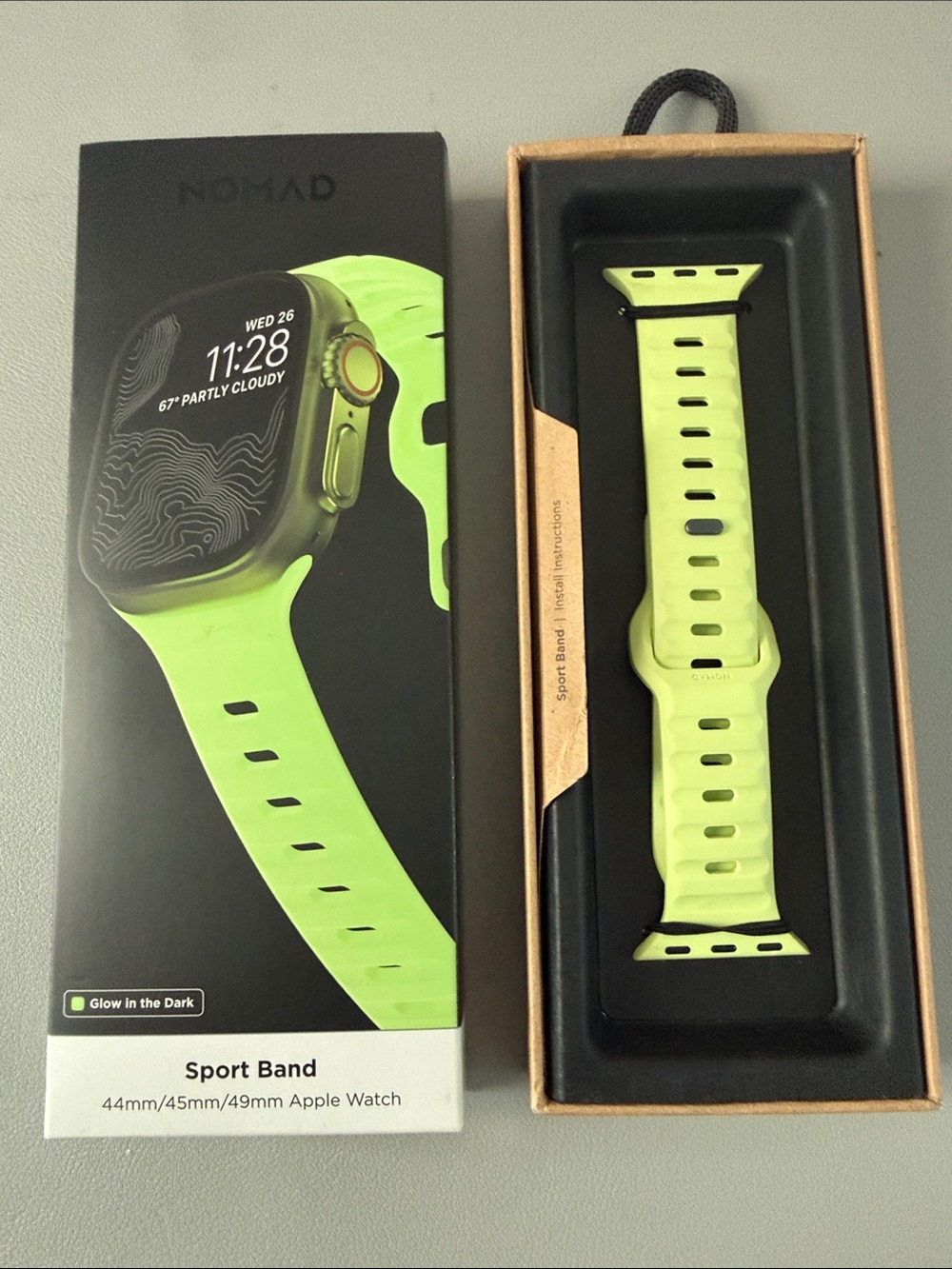 Nomad Glow Green Sport Band for Apple Watch (44/45/49mm)